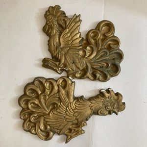 Vintage plaster rooster wall hangings